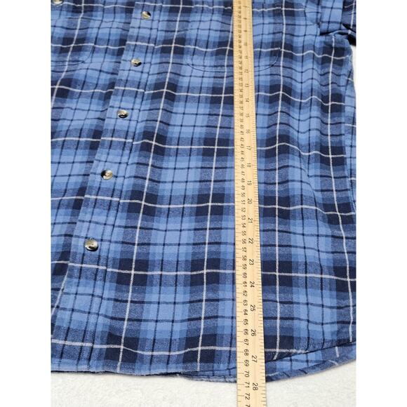 Red Head Flannel Shirt Men's Large Blue Plaid Long Sleeve Button Up 100% Cotton - Picture 5 of 6